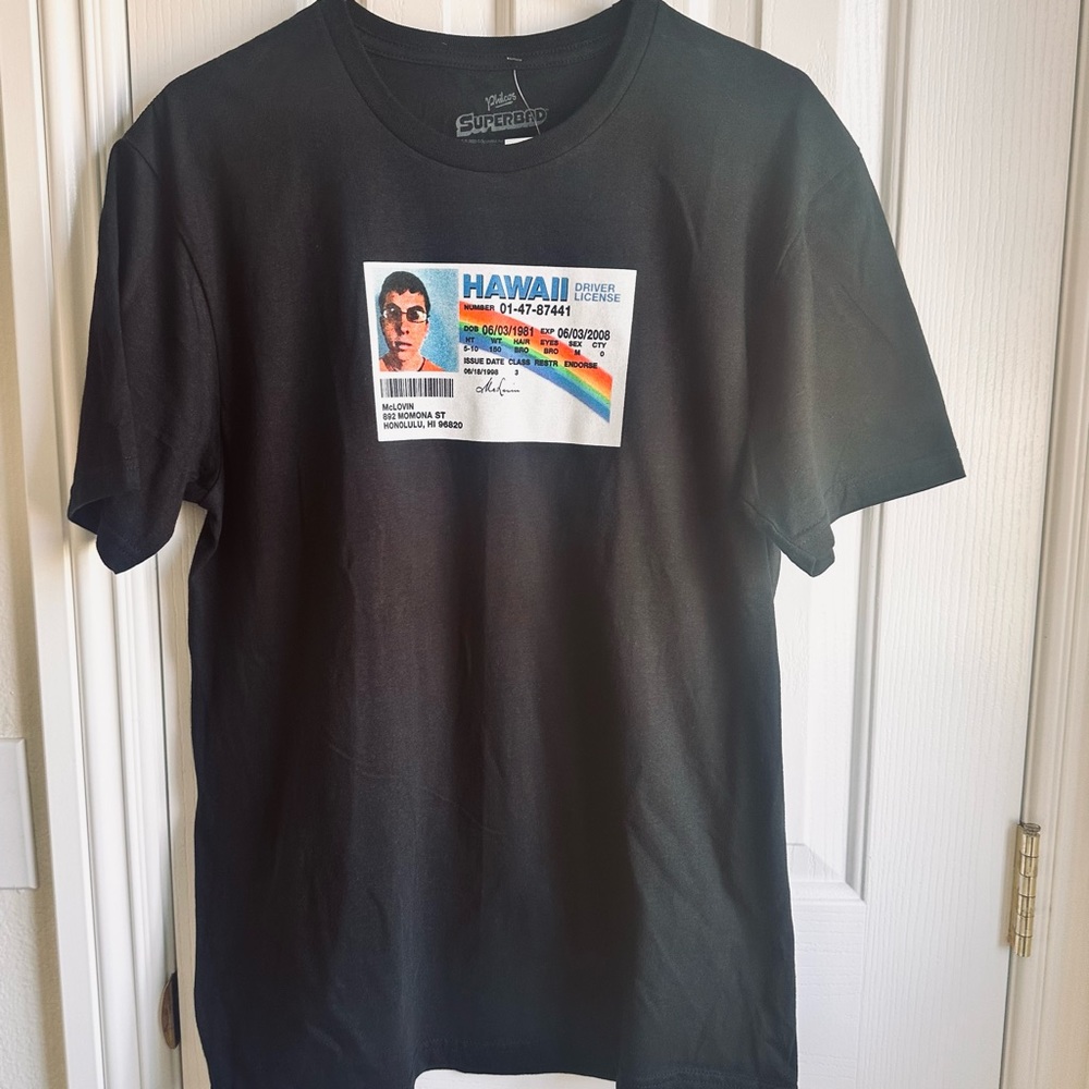 New With Tags. Mclovin Superbad‎ Black T-Shirt Men's Size M Graphic Tee New
